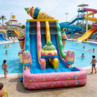 Toboggan aquatique gonflable à trois voies sur le thème des bonbons et de la crème glacée, en PVC écologique, équipement de jeu pour enfants, aventure sucrée, qualité commerciale