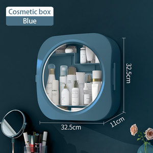 Organisateur de maquillage mural sans perçage Sesame, boîte de rangement divisée en plastique transparent imperméable - Product Image 5