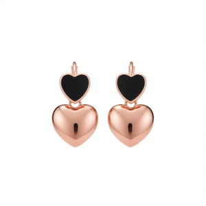 Boucles d'oreilles en forme de cœur en or rose pour femmes, cadeau romantique, bijoux à la mode, en alliage de Zinc, E3691 - Product Image 1