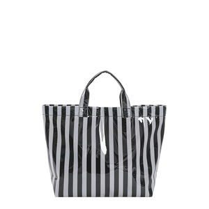 Sac fourre-tout à rayures en PVC grande capacité pour femme, sac à bandoulière portable imperméable en polyester, fermeture ouverte, style bohème toutes saisons - Product Image 5