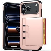 Nouvelle coque pour iPhone 18 Pro Max, style portefeuille, fente pour carte coulissante, coque de téléphone à bords doux, dos rigide en acrylique, minimaliste, solide