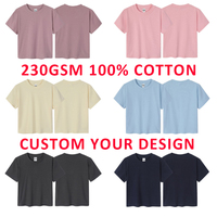Vente en gros 230gsm T-shirt slim fit pour bébés filles avec logo personnalisé T-shirts pour femmes T-shirt à manches courtes en coton Top court ajusté