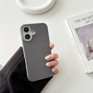 Funda de Teléfono de PU de Color Sólido Simple y Neutral al por Mayor para iPhone 16 15 14 13 Pro Max - Product Image 4