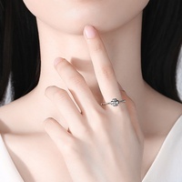 Merryshine Engagement Haute Qualité S925 Bijoux En Argent Pur Bague Ouverte Quatre Feuilles 4 Trèfle Bague pour Femme