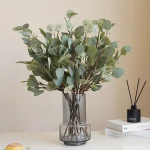 Pulpe poilue argent feuille d'eucalyptus arrangement floral simulation plante fleurs artificielles vertes