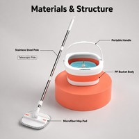 HOLAMOPA Ensemble Innovant de Seau à Serpillière Pliable avec Essoreuse et Serpillière Plate pour un Rangement Compact et une Expédition Mondiale