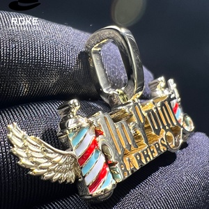 Pendentif en or 9-18 carats avec lettres en diamant et motifs en spirale, pendentif <span class=keywords><strong>de</strong></span> luxe pour homme, chaîne en corde, accessoire cadeau décoratif - Product Image 2