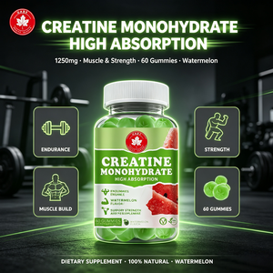 Gummies de créatine monohydrate à absorption élevée, saveur pastèque, 60 unités, pour la force et l'endurance musculaire, personnalisables (OEM, marque privée) - Product Image 1