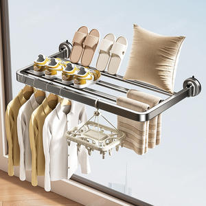 Séchoir à linge mural pliable à ventouse puissante, design aérodynamique rectangulaire pour balcon et usage domestique - Product Image 1