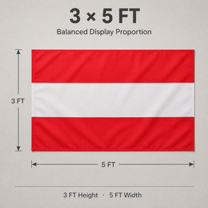 Bandiera Nazionale Austriaca Personalizzata 3x5ft in Poliestere per Esterni con Occhielli in Ottone per Celebrazioni Nazionali ed Eventi Europei - Product Image 2