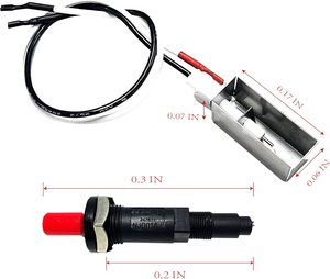 Kit d'<span class=keywords><strong>allumage</strong></span> piézoélectrique à bouton-poussoir 7509 avec électrodes en céramique filetées, adapté aux cheminées à gaz, fours, chauffages, etc. - Product Image 2