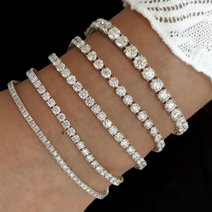 10K/14K/18K ゴールド IGI認定 エメラルドカット ラボグロウンダイヤモンド テニスブレスレット 合成ダイヤモンド ファインジュエリー - Product Image 1