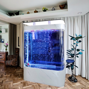 Licht luxe <span class=keywords><strong>aquarium</strong></span> in Europese stijl, dubbel acryl, vrijstaand, voor binnen- en buitengebruik op een bureau, geen waterwisseling nodig. - Product Image 4
