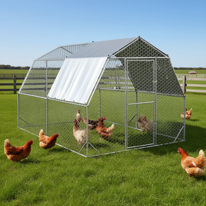 Corral Grande para Pollos, Jaula de Acero Galvanizado Plateado, Recinto para Aves de Corral de Alta Rigidez para Exteriores - Product Image 2