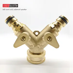 Eastcooler 3/4 Inch Brass Vườn Nước Van 2 Way Y Hose Tap Splitter Nối Bán Buôn