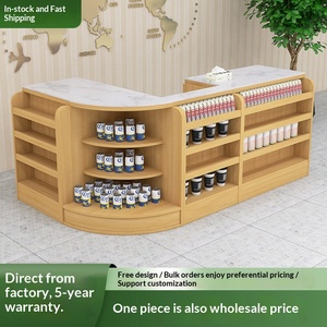 <span class=keywords><strong>Comptoir</strong></span> de caisse de supermarché moderne et simple, combiné pour magasin de proximité, en bois massif, idéal pour magasin maternelle et enfant, ou snack-bar - Product Image 2