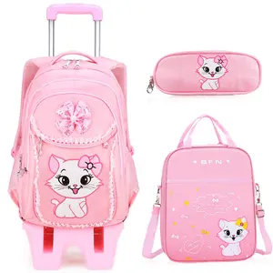 3 Em 1 Back To School Backpack Set School Bag Crianças 2 Wheel Trolley Bagagem Sacos De Escola Para Meninas