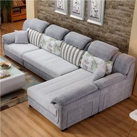 Conjunto de Sofá Moderno de Tela con Chaise Longue en Forma de L, Simple, Grande y Pequeño, Lavable, Relleno de Esponja, para Villa, Escuela, Taller