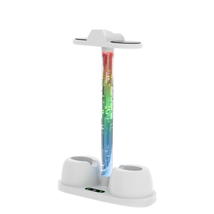 Base de carga montable en pared para <span class=keywords><strong>gafas</strong></span> <span class=keywords><strong>Oculus</strong></span>/Meta Quest 3 <span class=keywords><strong>VR</strong></span>, soporte de almacenamiento Base de carga con luz RGB fría - Product Image 3