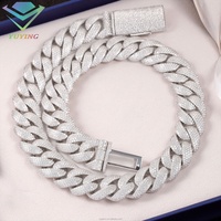 Cadena Yu Ying de Oro Rosa, Estilo Hip Hop, 20MM, Completamente Cubierta de Moissanita, Cadena Cubana de Plata S925 con Diamantes VVS, Collar para Hombre, Moda