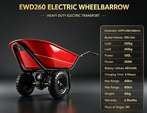 TAYO Vente d'usine Chariot à benne basculante électrique Capacité de charge 260 kg Poignée métal-plastique Batterie lithium 40V Autonomie 40 km - Product Image 4