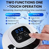 Mesin Pembersih Retainer Ultrasonik Isi Ulang 45kHz dengan Pengering Kipas 4 Mode Timer Digital untuk Gigi Palsu dan Pelindung Mulut