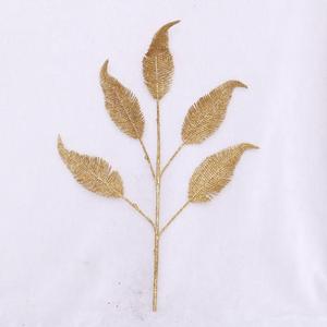 Decorazione artificiale del giardino con il ramo della foglia decorato albero <span class=keywords><strong>di</strong></span> natale promozionale <span class=keywords><strong>di</strong></span> scintillio dell'oro - Product Image 3