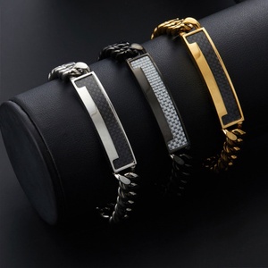 Bracelet pour homme en acier inoxydable 316L personnalisé, gravé, plaqué or 14k 18k, chaîne à maillons tendance pour homme - Product Image 4