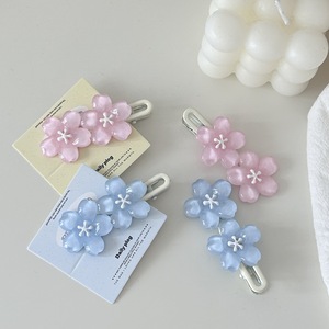 Heetverkopende roze sakura bloemen haarspeldje, schattig zoet kersenbloesem hars haarspeld voor meisjes, gemaakt van metaal - groothandel - Product Image 1