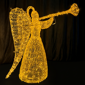 Grand ange de Noël LED avec motif trompette lumineux pour l'aménagement paysager des parcs et des fêtes - Product Image 1