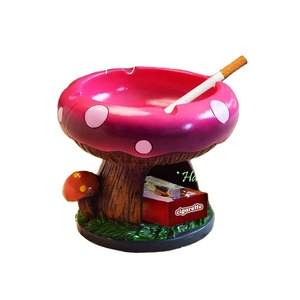 Cenicero con función de almacenamiento, en forma de hongo, set para fumar, simulación de orificio de árbol, musgo, accesorios de decoración de escritorio, resina - Product Image 6