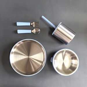 Plato de Succión para Niños con las Mejores Reseñas, Libre de BPA, Plato de Acero Inoxidable para Bebés y Niños Pequeños, Set de Alimentación para Bebés con Succión - Product Image 1