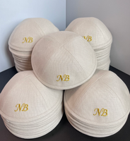 Kippa en lin vert olive faite à la main, brodée sur mesure avec texte intérieur imprimé, Yarmulke Judaica pour mariage, Bar Mitzvah, ou comme cadeau de fête