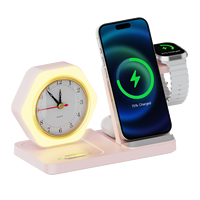Station de charge sans fil 4 en 1 avec réveil et charge rapide pour iPhone, Samsung et plusieurs appareils, chargeur de chevet de bureau
