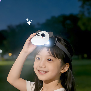 Lampe <span class=keywords><strong>frontale</strong></span> USB Panda en silicone, portable, rechargeable, LED, pour bébé, travail, urgence, camping, jouet pour enfants, veilleuse, décoration de chambre, Noël - Product Image 3