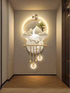 Pittura decorativa del foyer nove <span class=keywords><strong>pesci</strong></span> diagramma LED paesaggio appeso dipinto <span class=keywords><strong>di</strong></span> lusso leggero acqua che genera ricchezza - Product Image 4