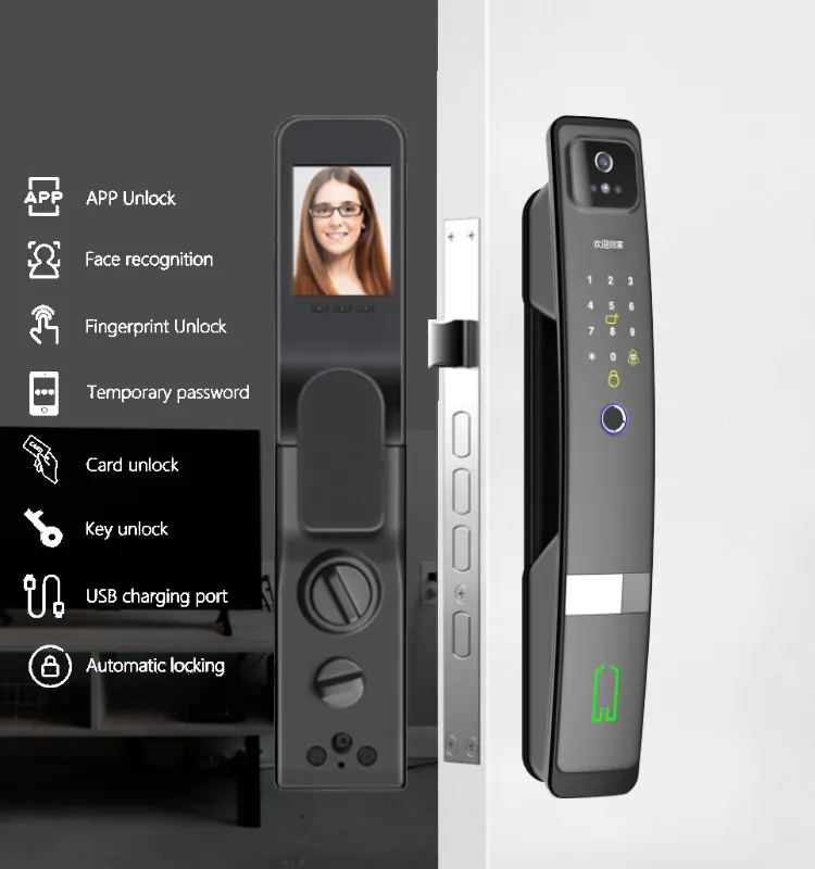 Harga 3D pengenalan wajah sidik jari tanpa kunci kunci pintu pintar kit wifi kamera