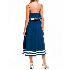 Vestido Midi de Verano para Mujer, Sin Mangas, con Volantes, Botones al Frente, Informal, Ligero, de Algodón, Superventas - Product Image 3