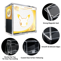 Vitrine en acrylique de haute qualité avec couvercles magnétiques pour collection PTCG, protection UV, collection édition 30e anniversaire Knockout
