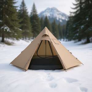 Tente de camping d'hiver pour 4 personnes, imperméable, style Trigone, 4 saisons, avec tente intérieure, pour la pêche, la randonnée et les activités de plein air - Product Image 2