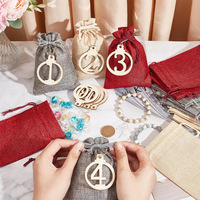 Pochettes à cordon en lin personnalisées, ensembles cadeaux de Noël, série de motifs assortis, sacs cadeaux de Noël avec logo imprimé