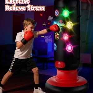 Ensemble de boxe pour enfants, sac de frappe, musique légère avec points, 4 modes de jeu, gants gonflables, cadeau d'anniversaire pour garçons de 4 à 12 ans - Product Image 4