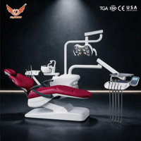 Unité dentaire électrique avec lampe frontale LED à détecteur de mouvement, bouteilles d'eau, conception ergonomique, construction en métal/acier/plastique, certifiée CE