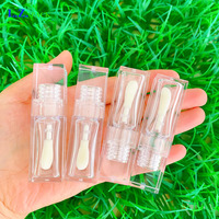 LZ Pack Stock Venta caliente PETG 6,5 ML Full Clear Fat Wand Tubos de brillo de labios Cuadrado Transparente Jumbo Etiqueta privada Tubo de brillo de labios