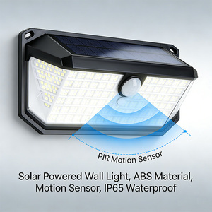 Sınır Ötesi IP65 Güneş Enerjili LED Duvar Lambası Temperli Cam Difüzör Hareket <span class=keywords><strong>Sens</strong></span>örlü Otomatik Aydınlatma Balkon Dış Mekan Bahçe - Product Image 1