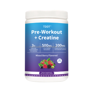 Suplemento Dietético en Polvo Pre-Entrenamiento con Creatina Monohidrato, L-Glutamina, Extracto de Guaraná, Sabor a Bayas Mixtas - Product Image 1