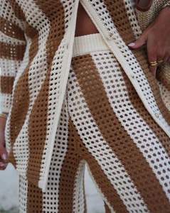 Ensembles 2 Pièces Personnalisés avec Logo pour Femmes, Ensembles en Crochet, Tenues de Vacances en Crochet pour Femmes, Fabricants OEM ODM 2025 - Product Image 4