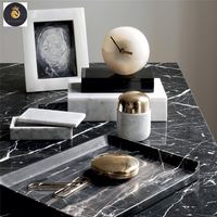 EV Personnalisé Pierre Naturelle Cadeaux Décoratifs Pour La Maison Bibelot Conteneur Noir Rectangulaire Marbre Bijoux Boîtes De Rangement Vanité Boîtes