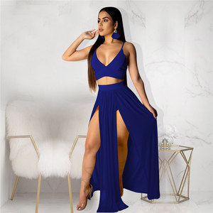 Dernières meilleures ventes de robes slip découpées pour filles élégantes robe longue fendue à col en V grande taille pour femmes - Product Image 4