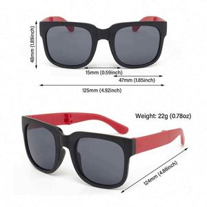Gafas de Sol Plegables para Niños, Gafas de Viaje para Bebés, Niños y Niñas, Gafas de Sol con Marco Cuadrado Vintage, Protección UV para Niños - Product Image 6
